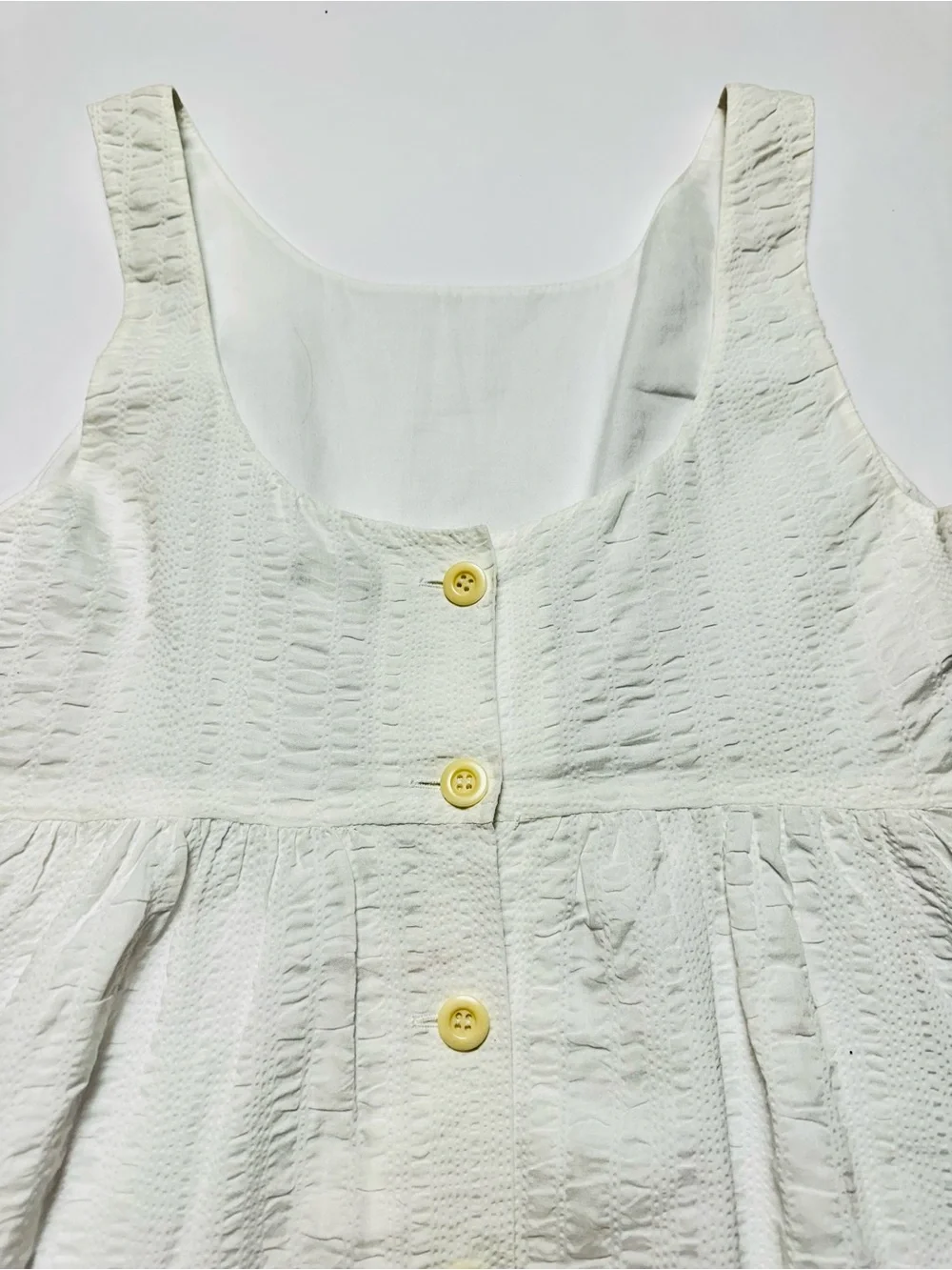 J. Crew White Textured Cotton Button Front Sundress Cottagecore Size 4 - Picture 8 of 11